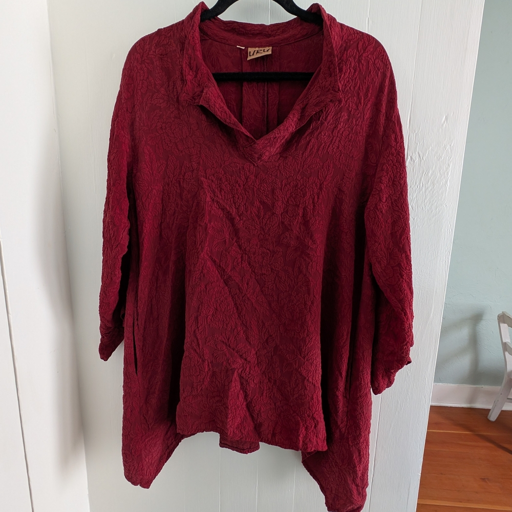 Elegant Burgundy Silk Blouse by URU